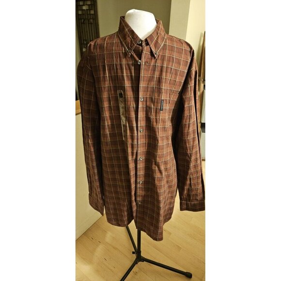 Brand New w Tags Columbia Maroon Plaid Button Down Long Sleeve Men's XLT Shirt - Picture 2 of 6